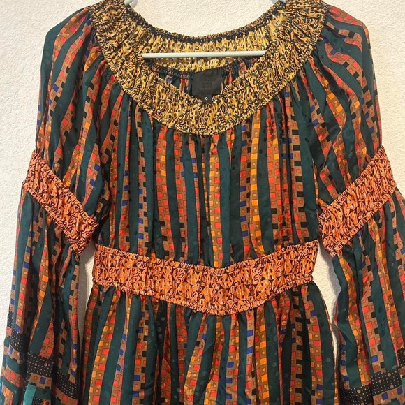 NWT Anna Sui $440 100% silk dress perfect for Thanksgiving size 0 - Picture 4 of 8